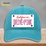 Drive Pink California Novelty License Plate Hat Unconstructed Cotton / Lake Blue