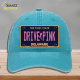 Drive Pink Delaware Novelty License Plate Hat Unconstructed Cotton / Lake Blue