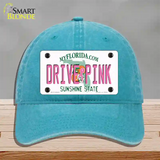 Drive Pink Florida Novelty License Plate Hat Unconstructed Cotton / Lake Blue