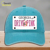 Drive Pink Georgia Novelty License Plate Hat Unconstructed Cotton / Lake Blue