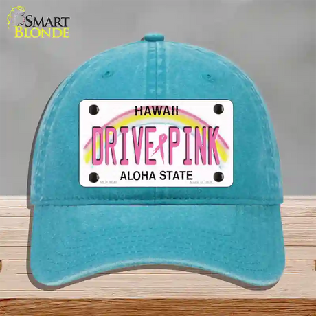 Drive Pink Hawaii Novelty License Plate Hat Unconstructed Cotton / Lake Blue