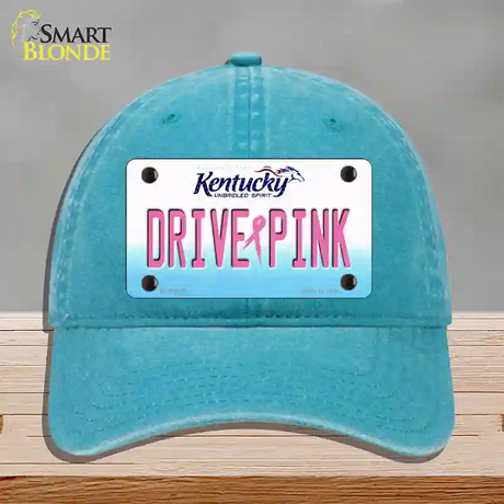 Drive Pink Kentucky Novelty License Plate Hat Unconstructed Cotton / Lake Blue