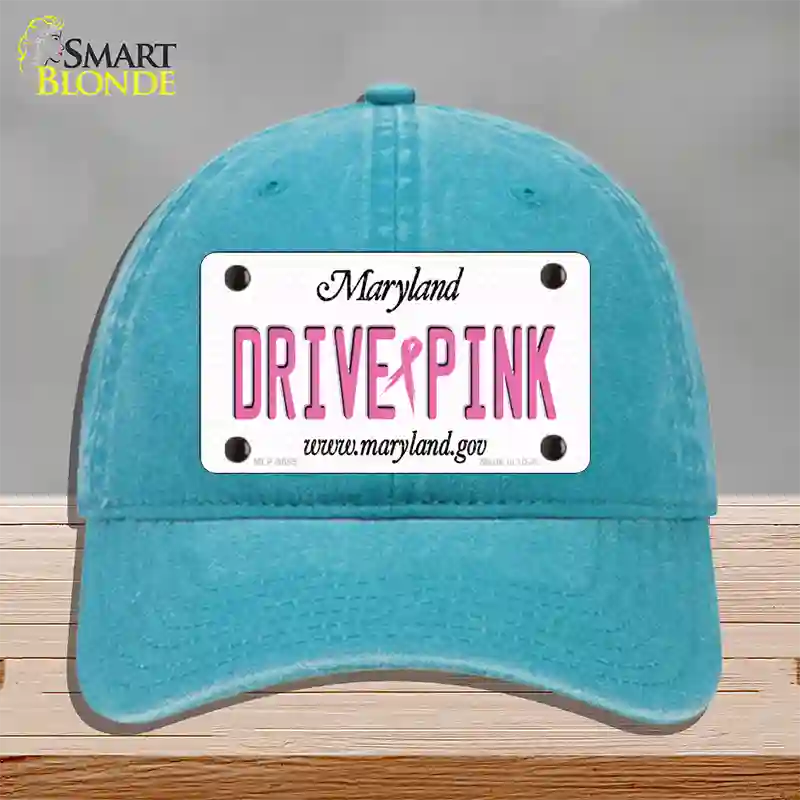 Drive Pink Maryland Novelty License Plate Hat Unconstructed Cotton / Lake Blue