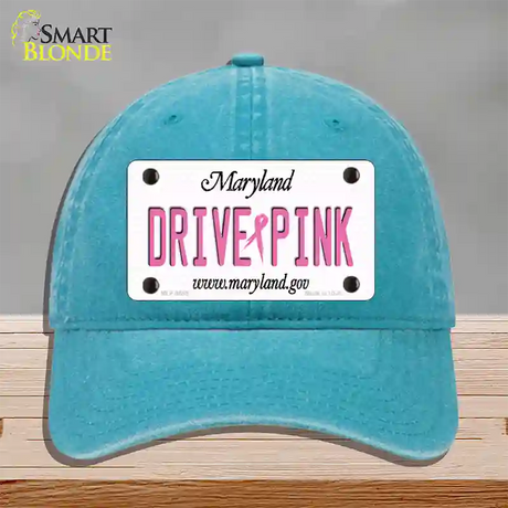 Drive Pink Maryland Novelty License Plate Hat Unconstructed Cotton / Lake Blue