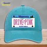 Drive Pink Minnesota Novelty License Plate Hat Unconstructed Cotton / Lake Blue