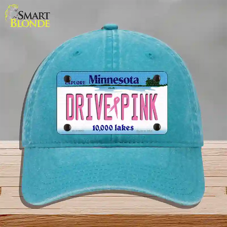 Drive Pink Minnesota Novelty License Plate Hat Unconstructed Cotton / Lake Blue