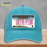 Drive Pink Montana Novelty License Plate Hat Unconstructed Cotton / Lake Blue