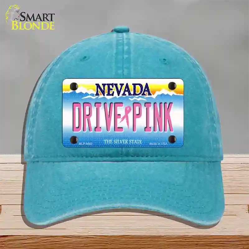 Drive Pink Nevada Novelty License Plate Hat Unconstructed Cotton / Lake Blue