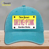 Drive Pink New Jersey Novelty License Plate Hat Unconstructed Cotton / Lake Blue