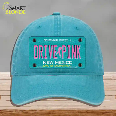 Drive Pink New Mexico Novelty License Plate Hat Unconstructed Cotton / Lake Blue