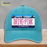 Drive Pink New York Novelty License Plate Hat Unconstructed Cotton / Lake Blue