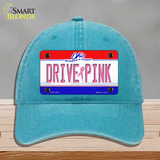 Drive Pink Ohio Novelty License Plate Hat Unconstructed Cotton / Lake Blue