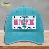 Drive Pink Oregon Novelty License Plate Hat Unconstructed Cotton / Lake Blue