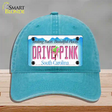 Drive Pink South Carolina Novelty License Plate Hat Unconstructed Cotton / Lake Blue