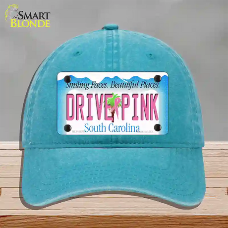 Drive Pink South Carolina Novelty License Plate Hat Unconstructed Cotton / Lake Blue