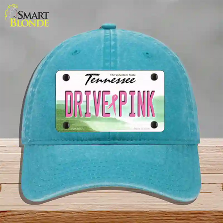 Drive Pink Tennessee Novelty License Plate Hat Unconstructed Cotton / Lake Blue