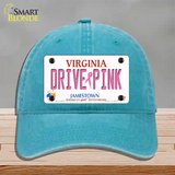 Drive Pink Virginia Novelty License Plate Hat Unconstructed Cotton / Lake Blue