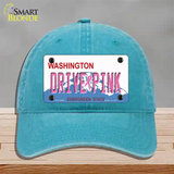 Drive Pink Washington Novelty License Plate Hat Unconstructed Cotton / Lake Blue