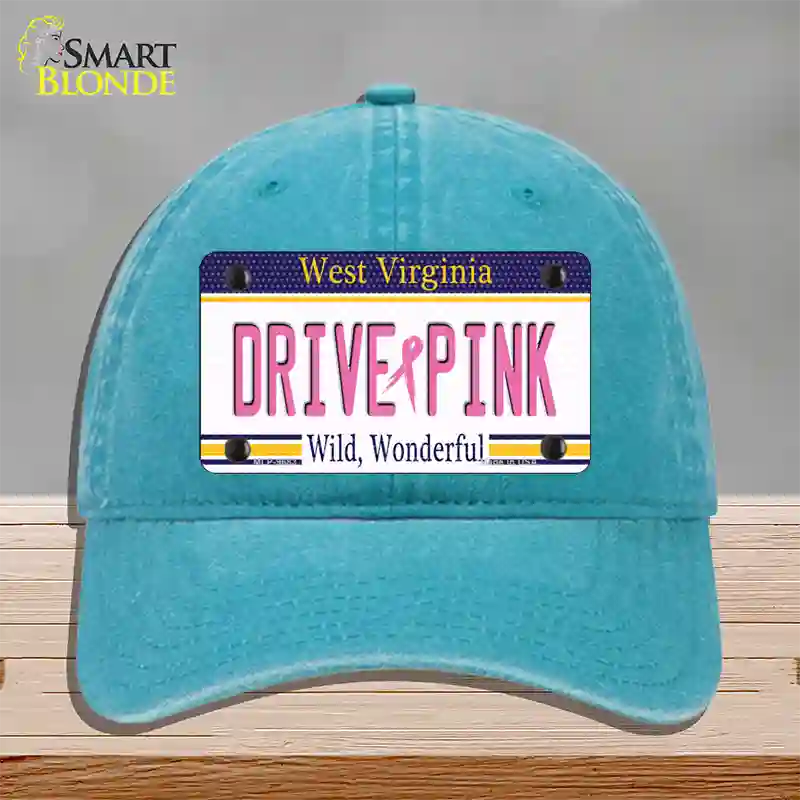 Drive Pink West Virginia Novelty License Plate Hat Unconstructed Cotton / Lake Blue