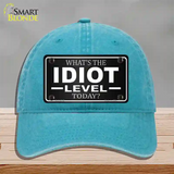 Idiot Level Novelty License Plate Hat Unconstructed Cotton / Lake Blue