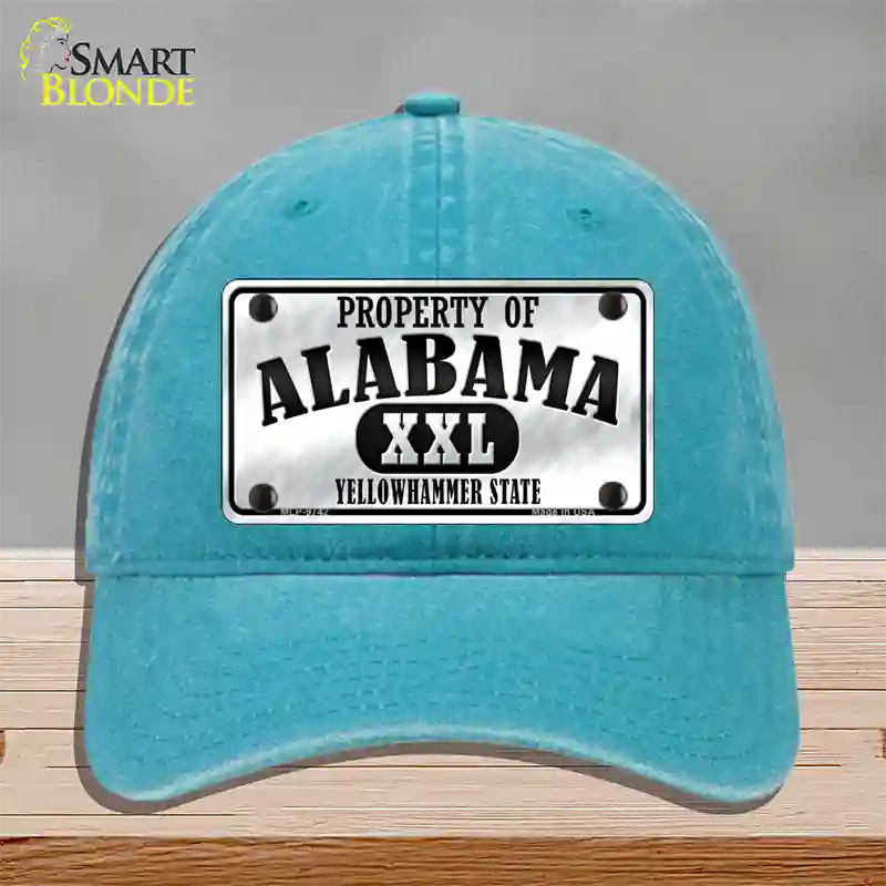 Property Of Alabama Novelty License Plate Hat Unconstructed Cotton / Lake Blue