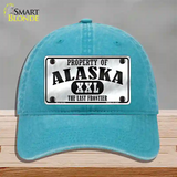 Property Of Alaska Novelty License Plate Hat Unconstructed Cotton / Lake Blue