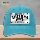 Property Of Arizona Novelty License Plate Hat Unconstructed Cotton / Lake Blue