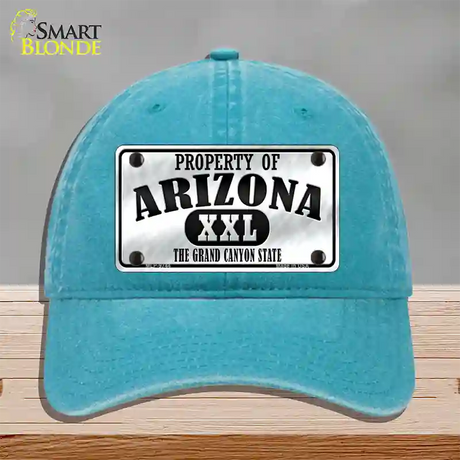 Property Of Arizona Novelty License Plate Hat Unconstructed Cotton / Lake Blue