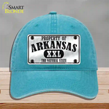 Property Of Arkansas Novelty License Plate Hat Unconstructed Cotton / Lake Blue