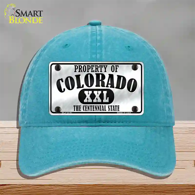 Property Of Colorado Novelty License Plate Hat Unconstructed Cotton / Lake Blue