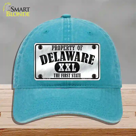 Property Of Delaware Novelty License Plate Hat Unconstructed Cotton / Lake Blue