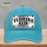 Property Of Florida Novelty License Plate Hat Unconstructed Cotton / Lake Blue