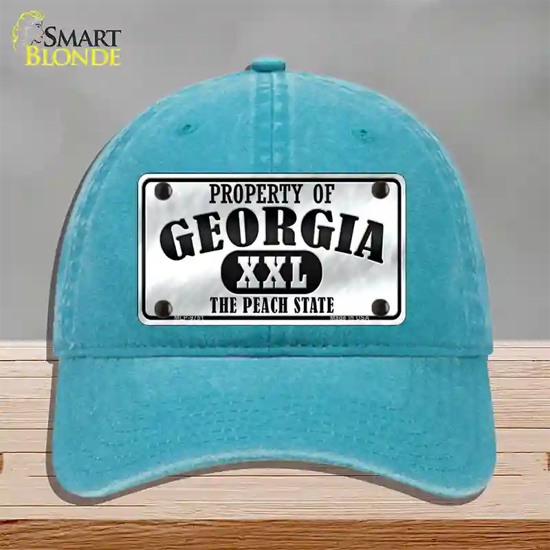 Property Of Georgia Novelty License Plate Hat Unconstructed Cotton / Lake Blue