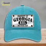 Property Of Georgia Novelty License Plate Hat Unconstructed Cotton / Lake Blue