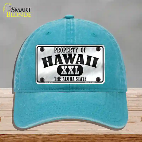 Property Of Hawaii Novelty License Plate Hat Unconstructed Cotton / Lake Blue