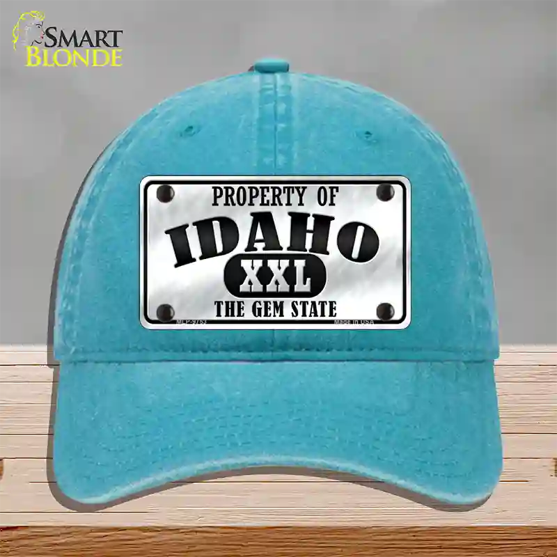 Property Of Idaho Novelty License Plate Hat Unconstructed Cotton / Lake Blue