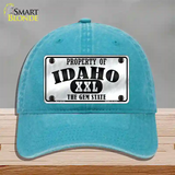 Property Of Idaho Novelty License Plate Hat Unconstructed Cotton / Lake Blue