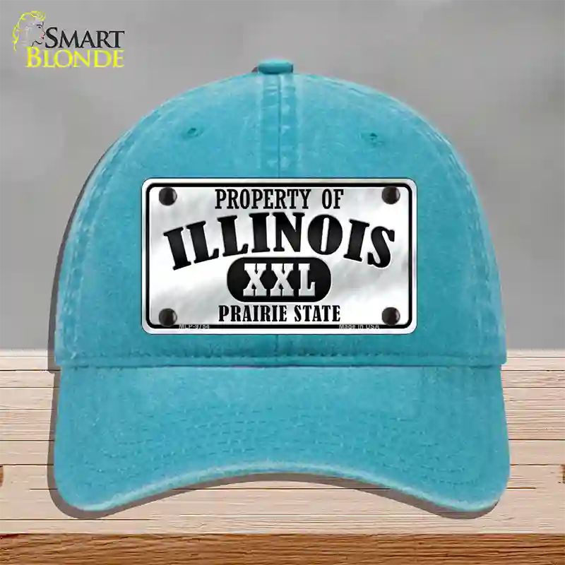 Property Of Illinois Novelty License Plate Hat Unconstructed Cotton / Lake Blue