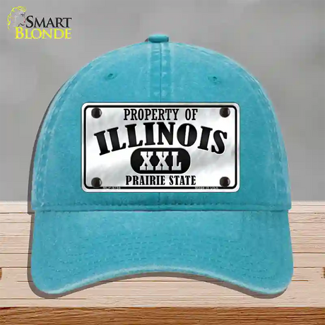 Property Of Illinois Novelty License Plate Hat Unconstructed Cotton / Lake Blue