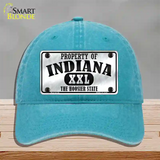 Property Of Indiana Novelty License Plate Hat Unconstructed Cotton / Lake Blue