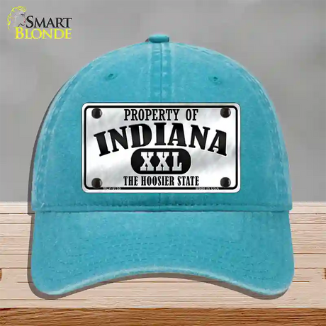 Property Of Indiana Novelty License Plate Hat Unconstructed Cotton / Lake Blue