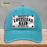 Property Of Louisiana Novelty License Plate Hat Unconstructed Cotton / Lake Blue