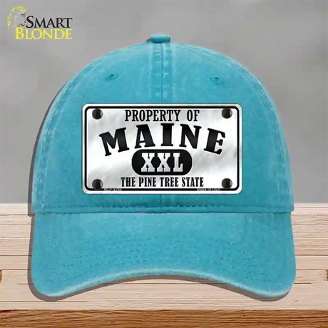 Property Of Maine Novelty License Plate Hat Unconstructed Cotton / Lake Blue