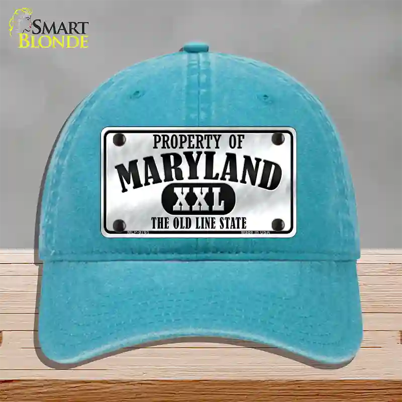 Property Of Maryland Novelty License Plate Hat Unconstructed Cotton / Lake Blue