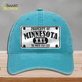 Property Of Minnesota Novelty License Plate Hat Unconstructed Cotton / Lake Blue