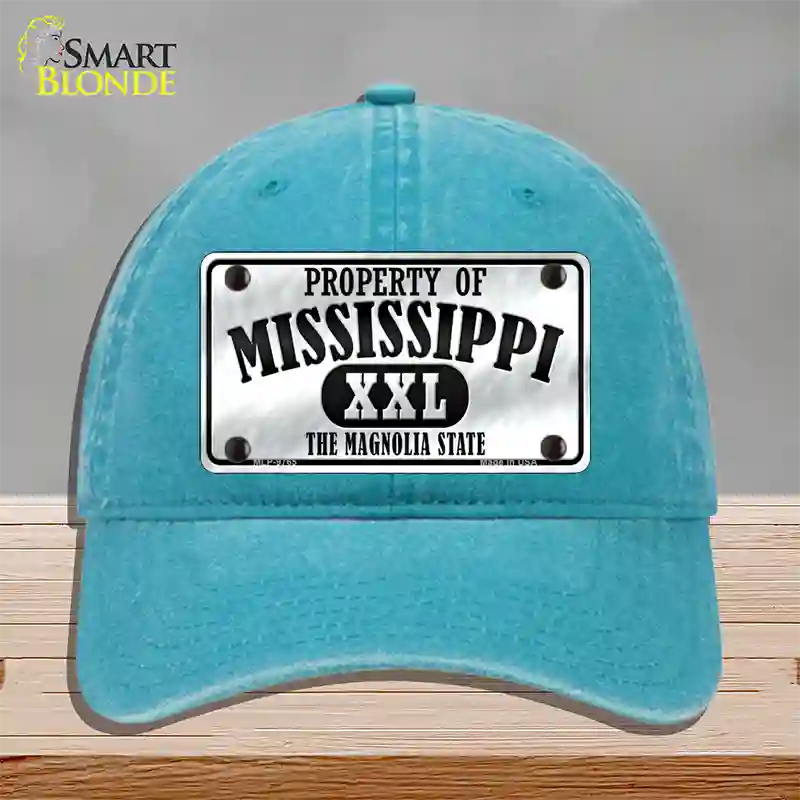 Property Of Mississippi Novelty License Plate Hat Unconstructed Cotton / Lake Blue