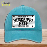 Property Of Mississippi Novelty License Plate Hat Unconstructed Cotton / Lake Blue