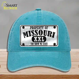 Property Of Missouri Novelty License Plate Hat Unconstructed Cotton / Lake Blue