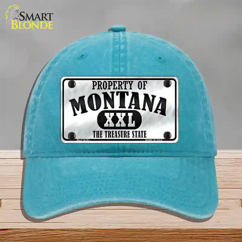 Property Of Montana Novelty License Plate Hat Unconstructed Cotton / Lake Blue