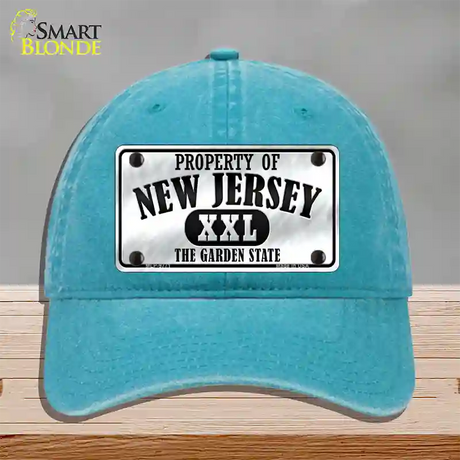 Property Of New Jersey Novelty License Plate Hat Unconstructed Cotton / Lake Blue